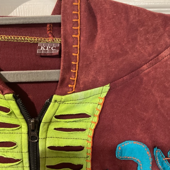 Boho Zip-Up Razor Cut Mineral Wash Tie-Dye Hoodie - Picture 4 of 7